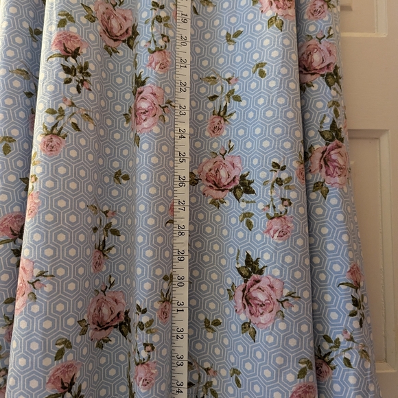 LuLaRoe size XS 'Ciara' print dress, blue and white background, w/pink flowers - Picture 5 of 8